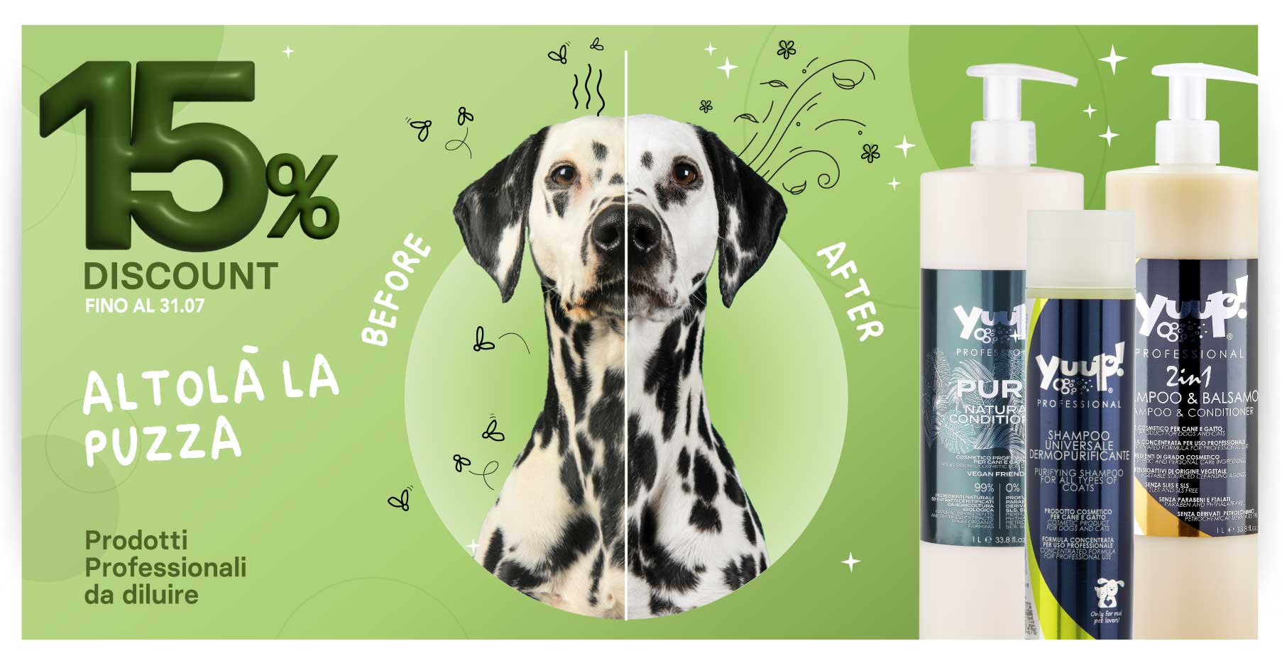 15% sconto sui prodotti Professionali per manti corti